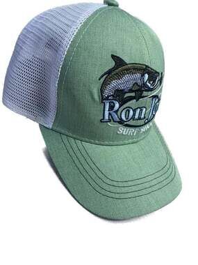 Ron Jon Surf Shop Tarpon Fish Graphic Trucker Hat Olive Green/White Mesh Snapbac